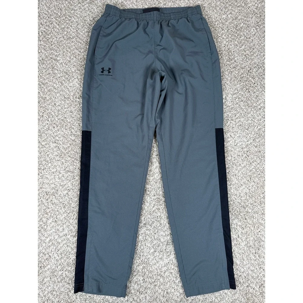 Under Armour Track Pants Mens Large Gray Vital Woven Mesh Lined Sporty Ankle Zip